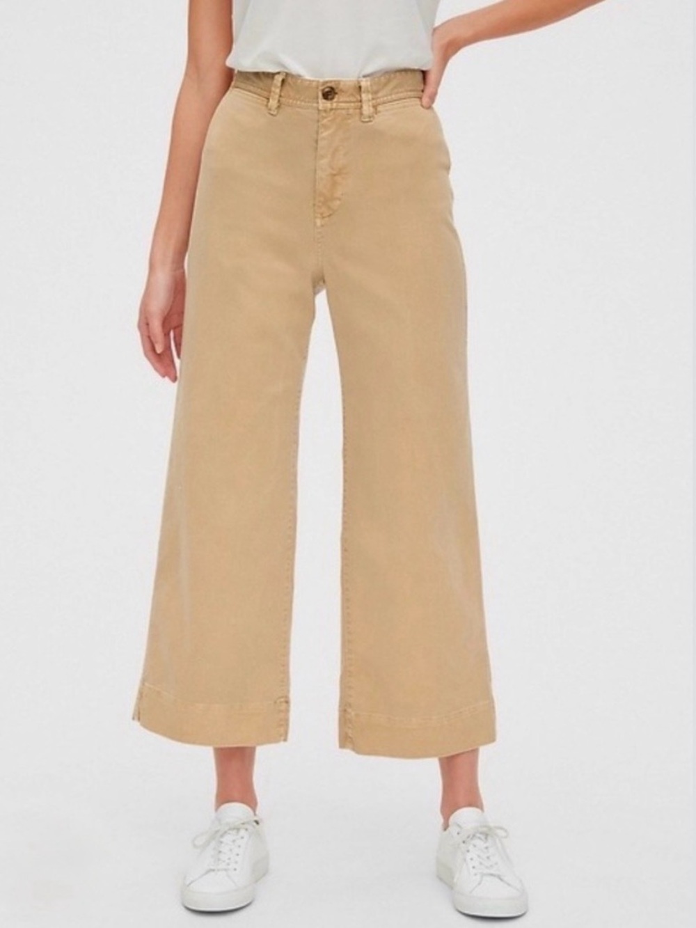 Gap high rise Wide-Leg Cropped Tan Jeans